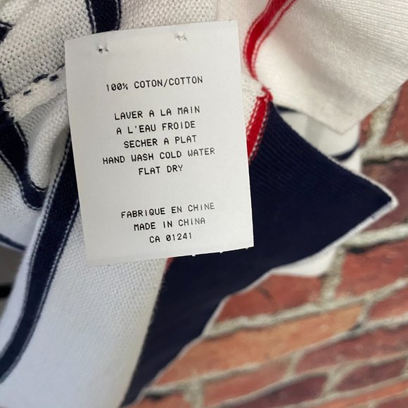 Jeanne Pierre Women's Light Sweater Size Large L V-Neck Striped White 3/4 Sleeve - Picture 6 of 7